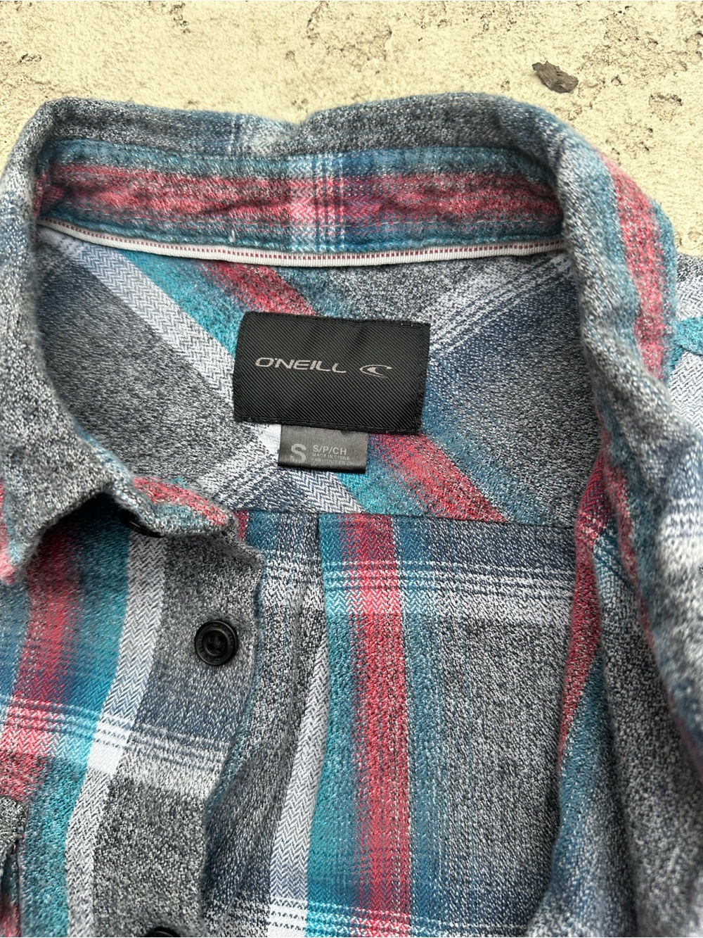 Men's Casual Plaid Button-Down Shirt - Blue, Teal & Red - Picture 3 of 4